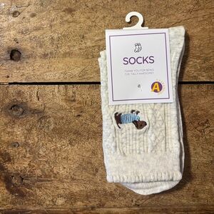 Cream Socks with Dog Design